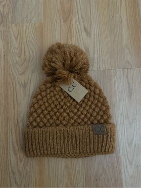 C.C Pom Beanie Hat - Caramel one size NWT
